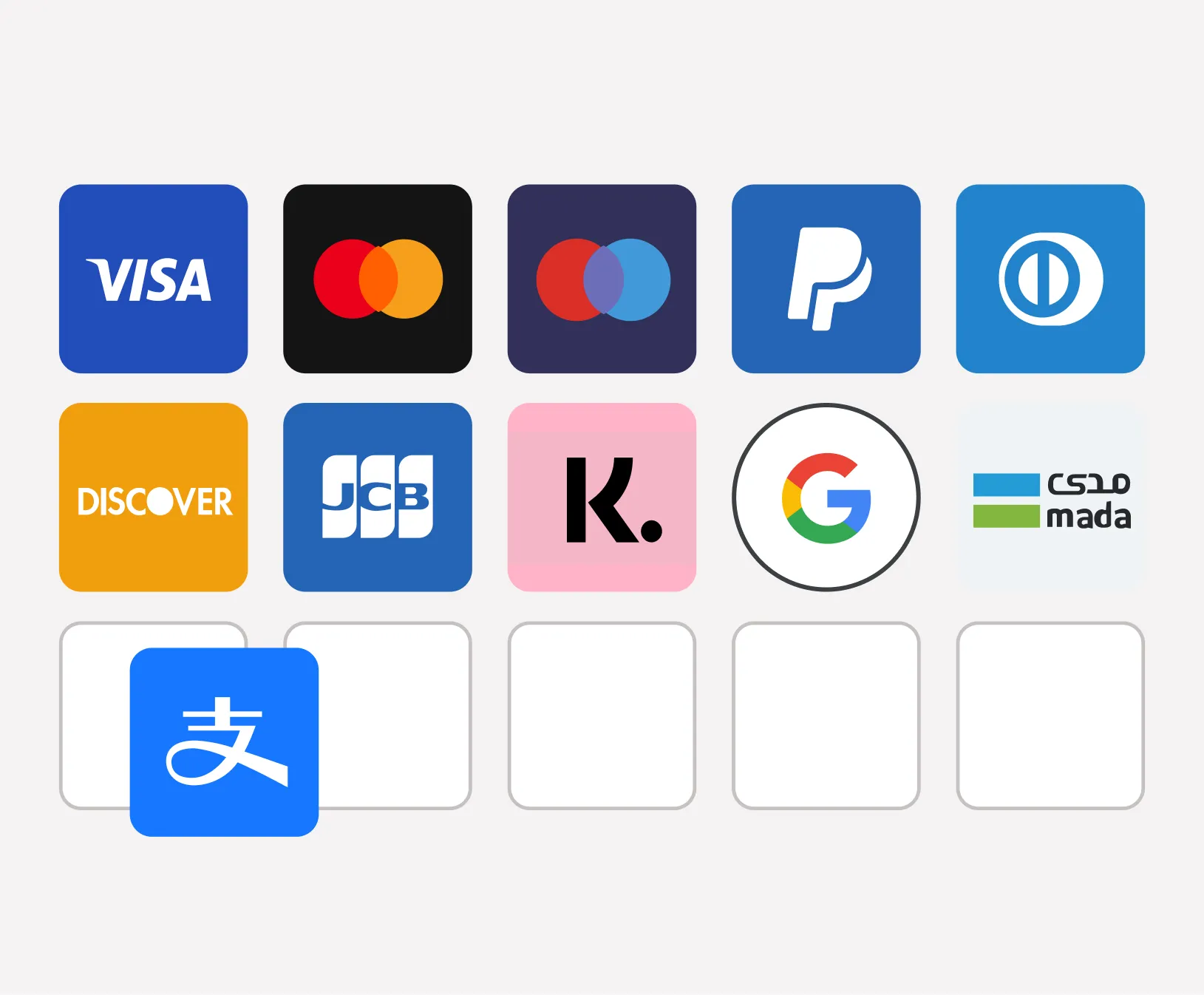 Global Payment Methods Icons List